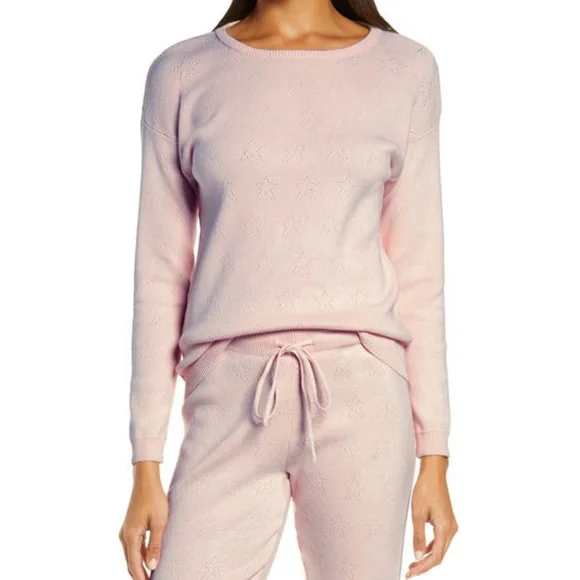 Papinelle Pointelle Pink Sweater Pajamas Top - Picture 1 of 7